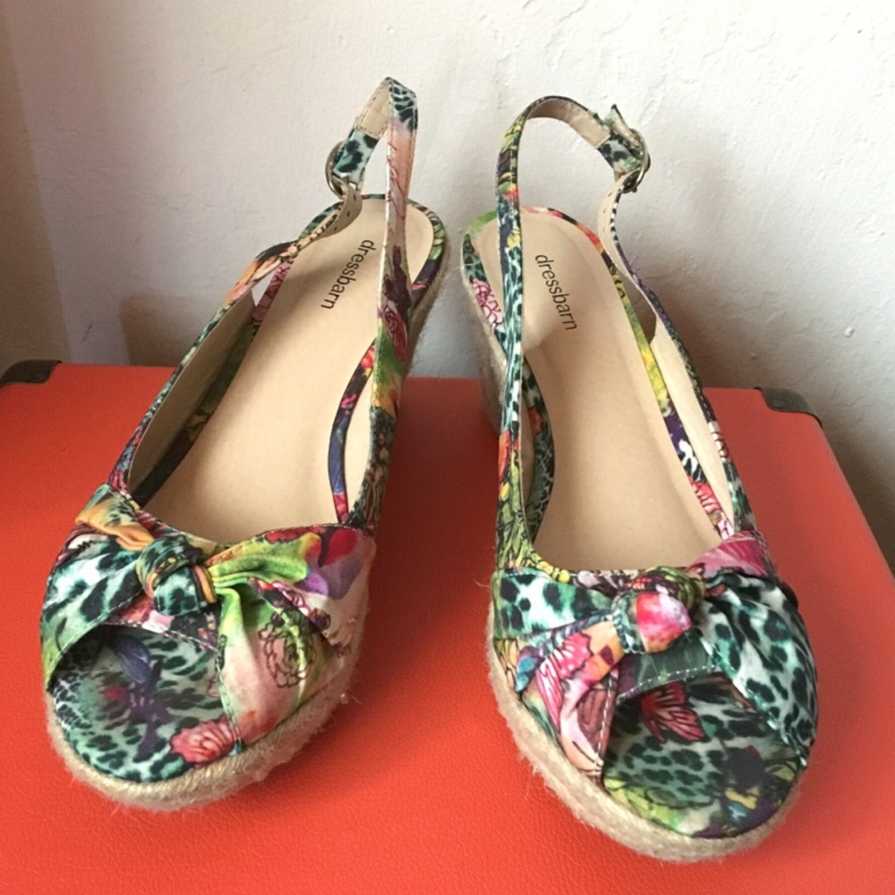 Dressbarn Platform Wedge Slingback Espadrilles